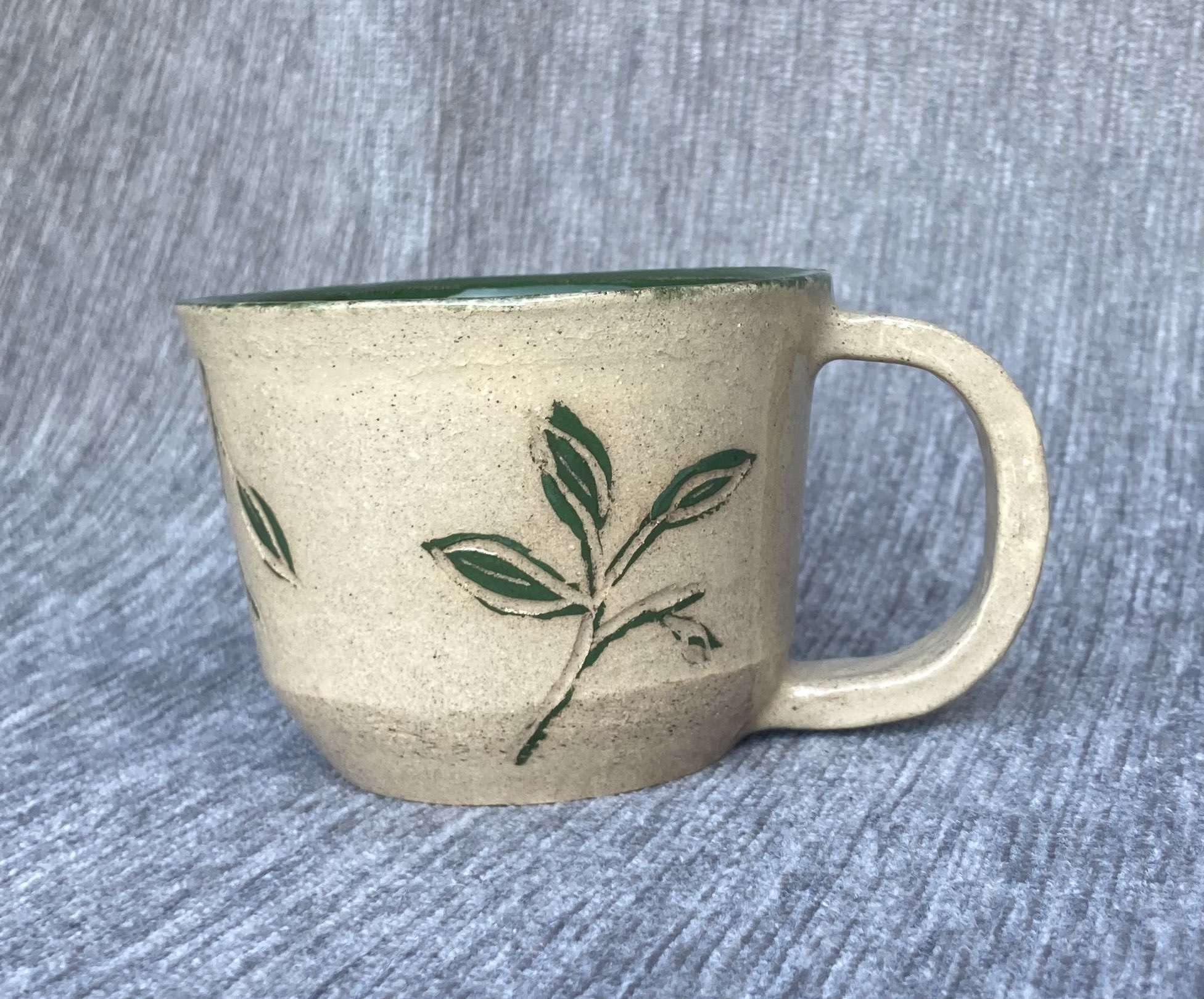 Leaf Mug Sgraffito