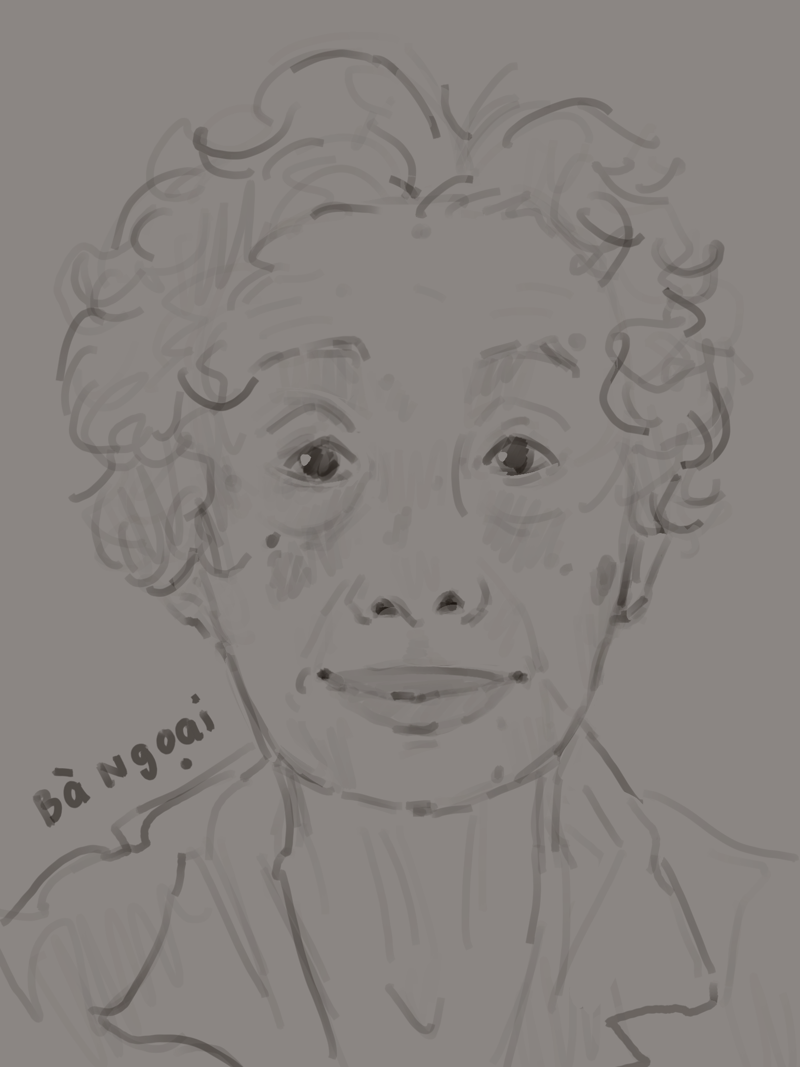 Headshot drawing of My Grandma